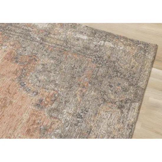 Gray And Pink Medallion Area Rug Photo 8