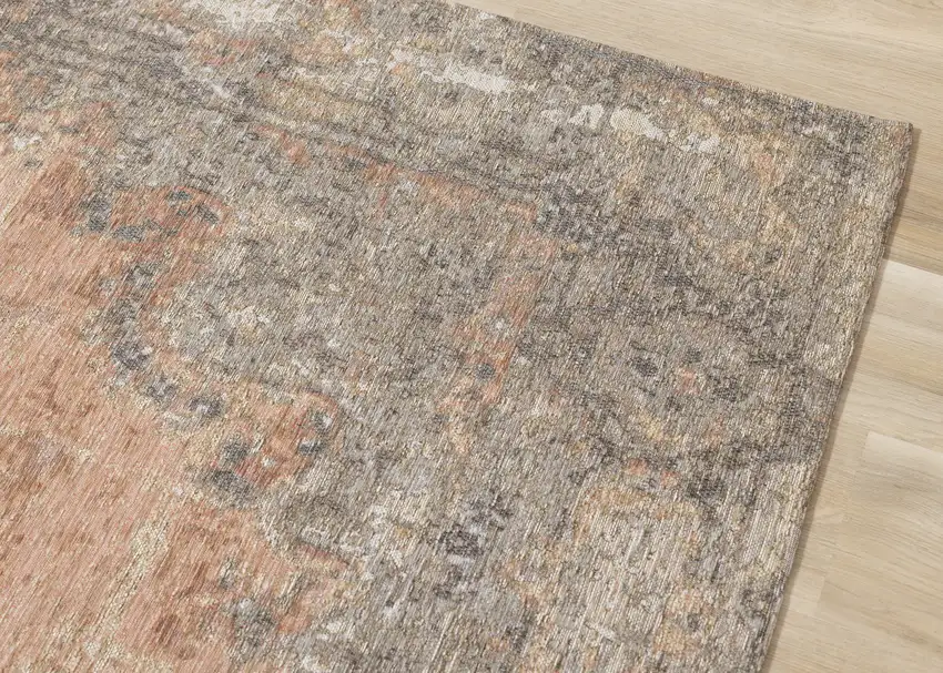 Gray And Pink Medallion Area Rug Photo 8