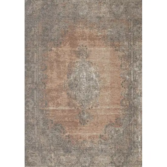 Gray And Pink Medallion Area Rug Photo 2