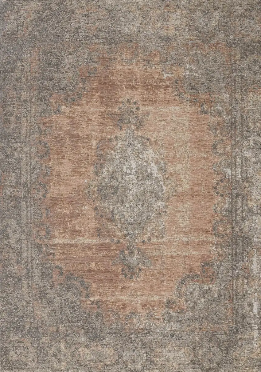 Gray And Pink Medallion Area Rug Photo 2