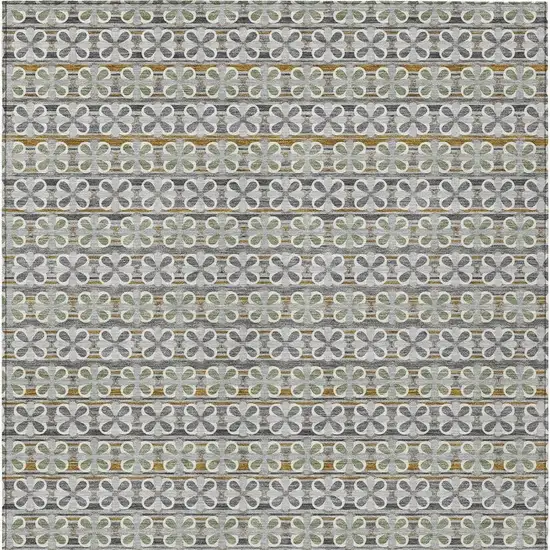 Gray And Pink Striped Washable Indoor Outdoor Area Rug Photo 6
