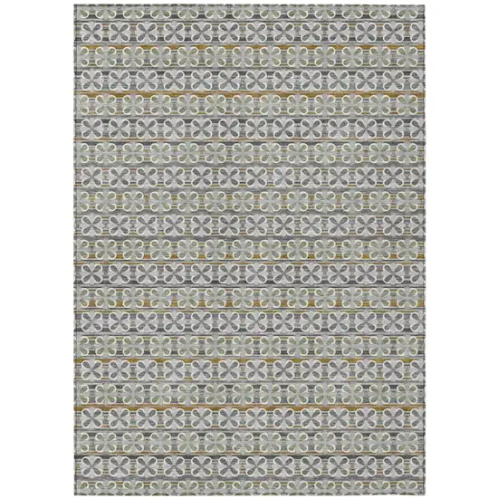 Gray And Pink Striped Washable Indoor Outdoor Area Rug Photo 2