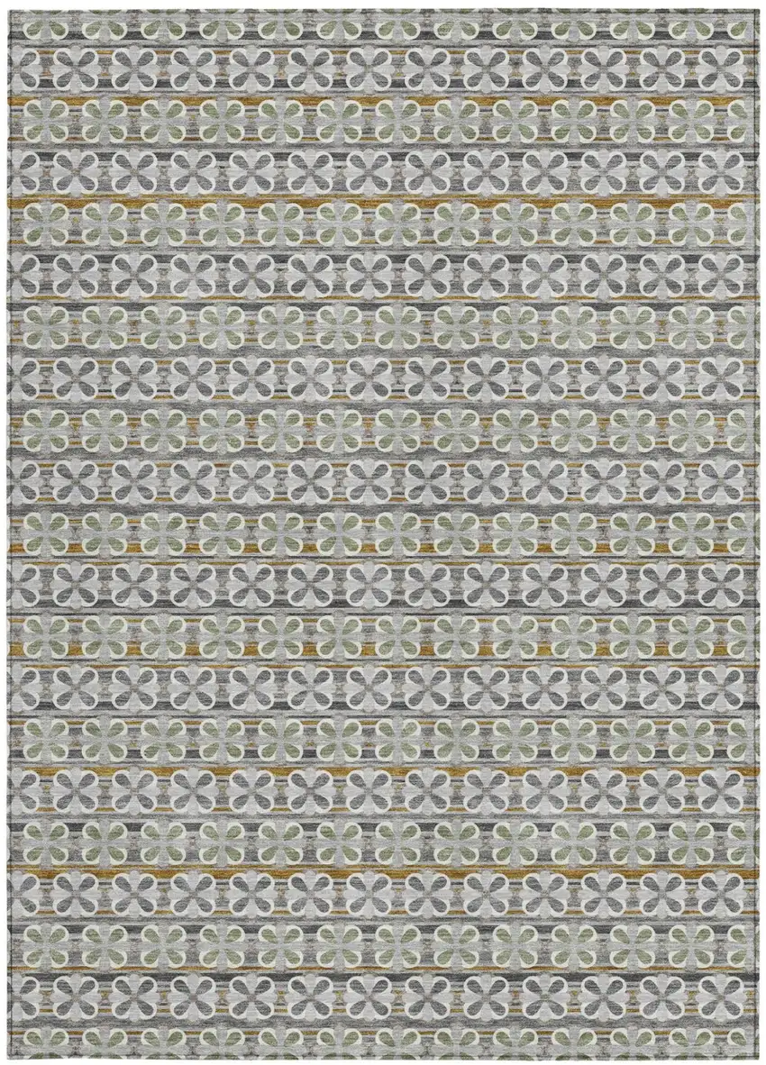 Gray And Pink Striped Washable Indoor Outdoor Area Rug Photo 4