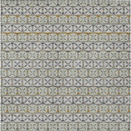 Gray And Pink Striped Washable Indoor Outdoor Area Rug Photo 3