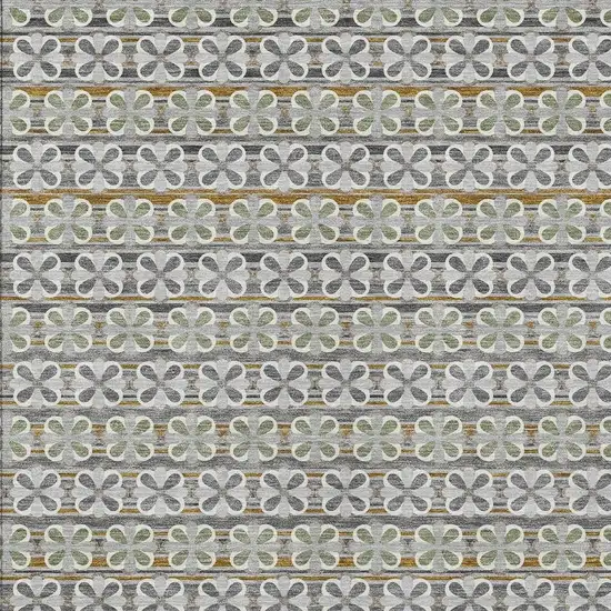 Gray And Pink Striped Washable Indoor Outdoor Area Rug Photo 5