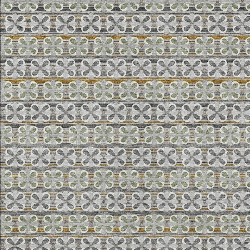 Gray And Pink Striped Washable Indoor Outdoor Area Rug Photo 5