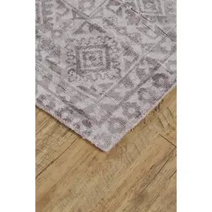 Photo of Gray And Purple Abstract Hand Woven Area Rug