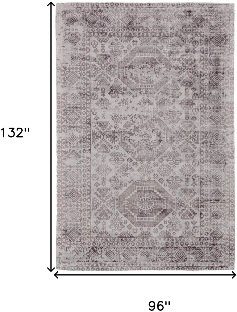 Gray And Purple Abstract Hand Woven Area Rug Photo 5
