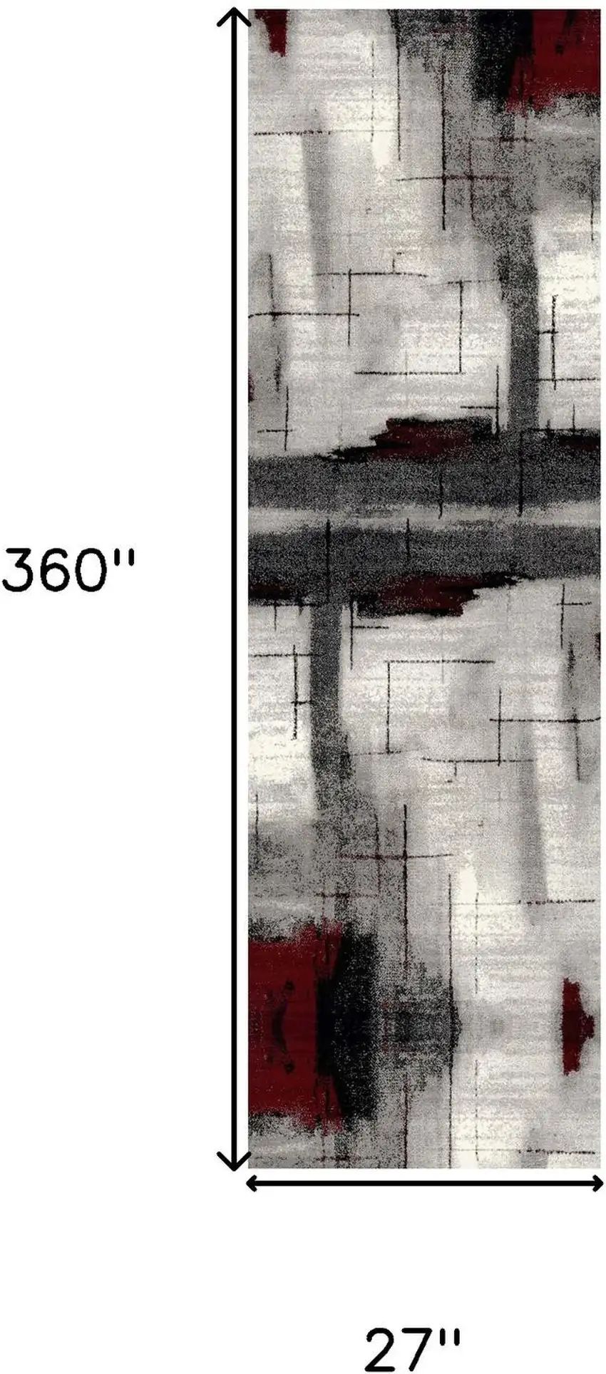 Gray And Red Abstract Area Rug Photo 3