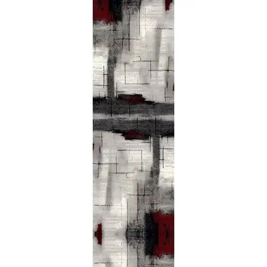 Gray And Red Abstract Area Rug Photo 4