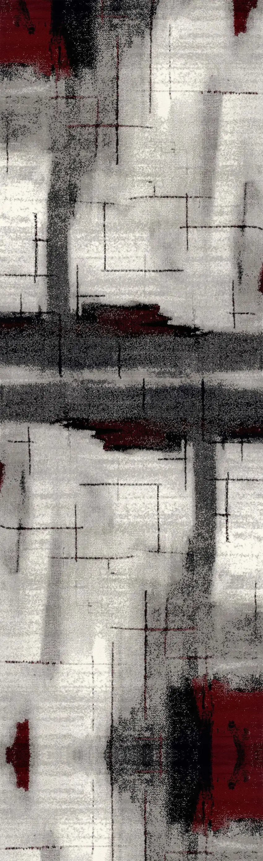 Gray And Red Abstract Area Rug Photo 4