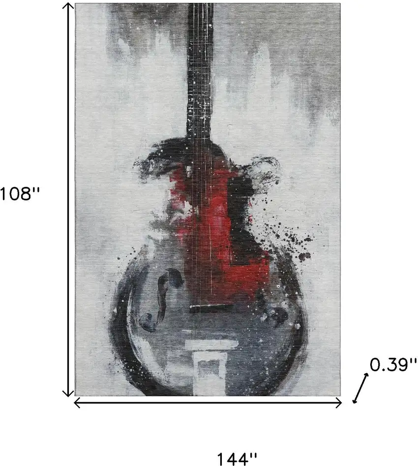 Gray And Red Abstract Washable Area Rug With UV Protection Photo 9