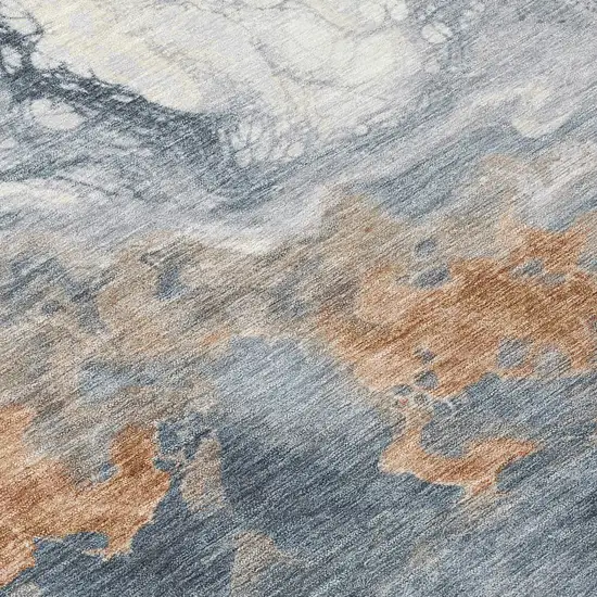 Gray And Rust Abstract Washable Indoor Outdoor Area Rug Photo 3