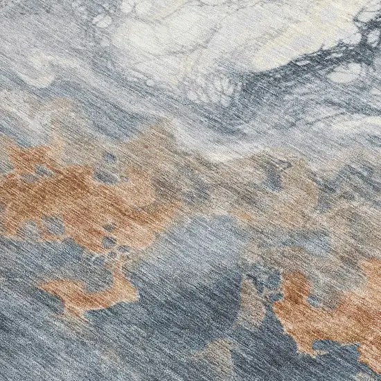 Gray And Rust Abstract Washable Indoor Outdoor Area Rug Photo 4