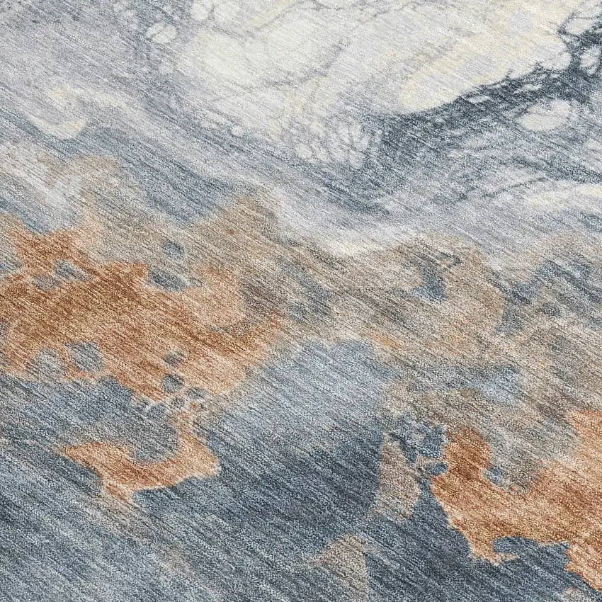 Gray And Rust Abstract Washable Indoor Outdoor Area Rug Photo 3