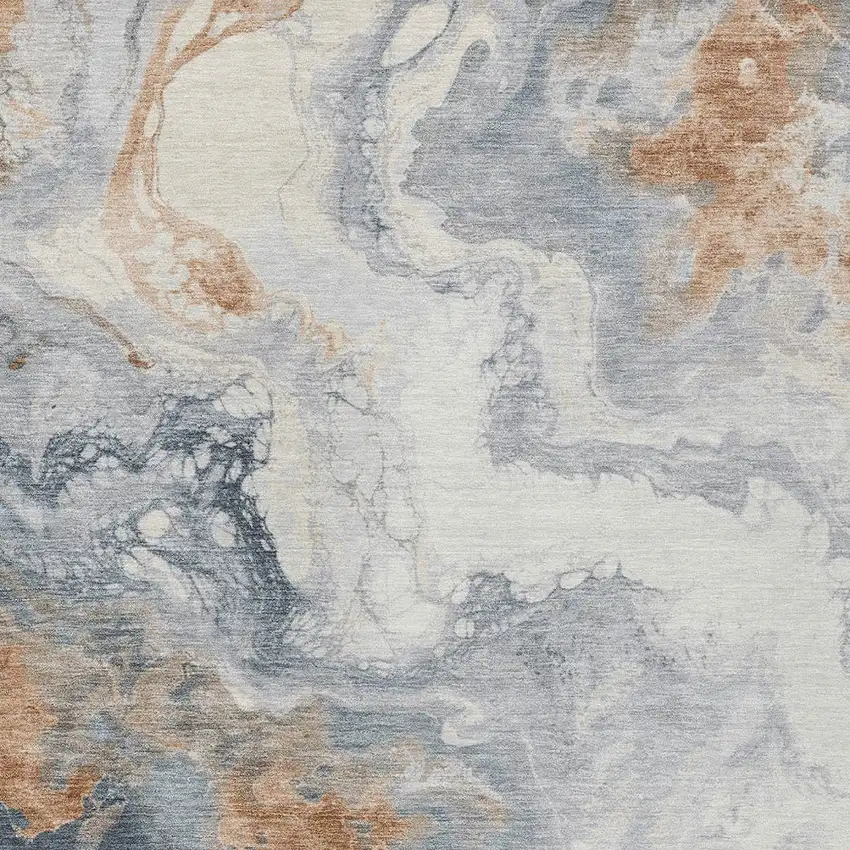 Gray And Rust Abstract Washable Indoor Outdoor Area Rug Photo 7