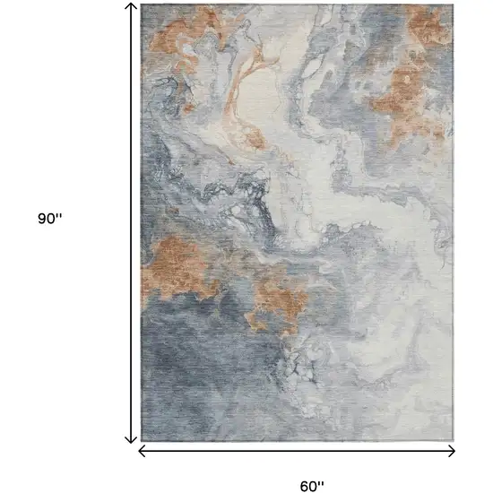 Gray And Rust Abstract Washable Indoor Outdoor Area Rug Photo 9