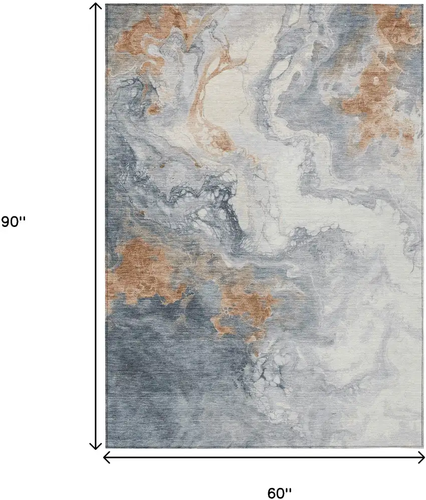 Gray And Rust Abstract Washable Indoor Outdoor Area Rug Photo 9