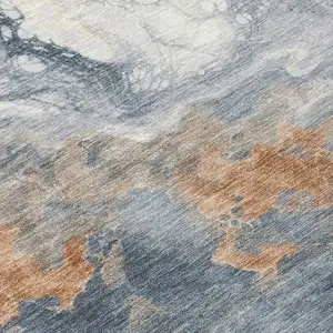 Photo of Gray And Rust Abstract Washable Indoor Outdoor Area Rug