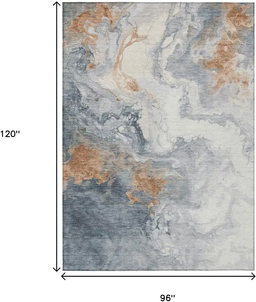 Gray And Rust Abstract Washable Indoor Outdoor Area Rug Photo 9