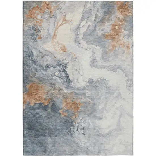 Gray And Rust Abstract Washable Indoor Outdoor Area Rug Photo 8