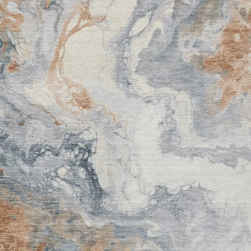 Gray And Rust Abstract Washable Indoor Outdoor Area Rug Photo 7