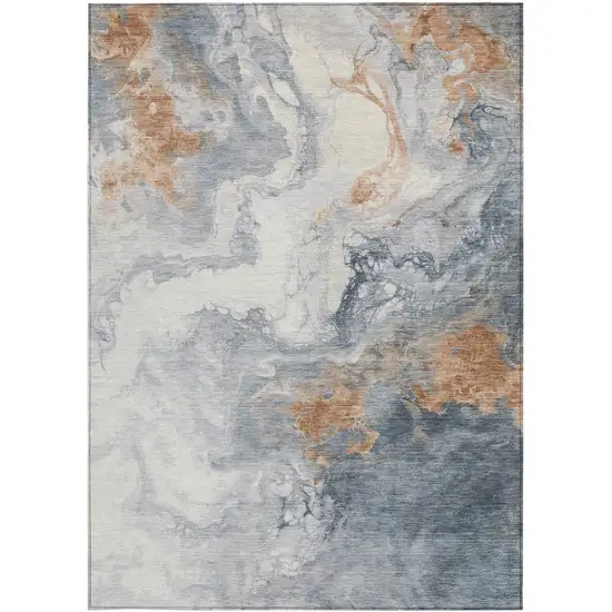 Gray And Rust Abstract Washable Indoor Outdoor Area Rug Photo 9