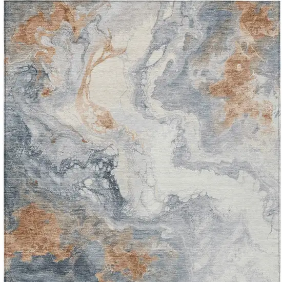 Gray And Rust Abstract Washable Indoor Outdoor Area Rug Photo 9