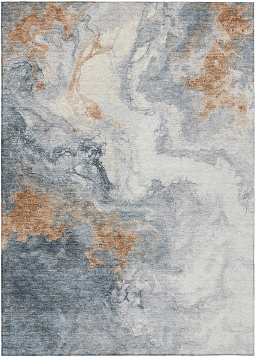 Gray And Rust Abstract Washable Indoor Outdoor Area Rug Photo 8