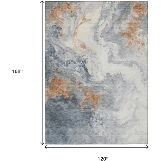 Gray And Rust Abstract Washable Indoor Outdoor Area Rug Photo 9