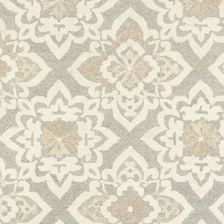 Gray And Sand Wool Geometric Hand Tufted Area Rug Photo 5