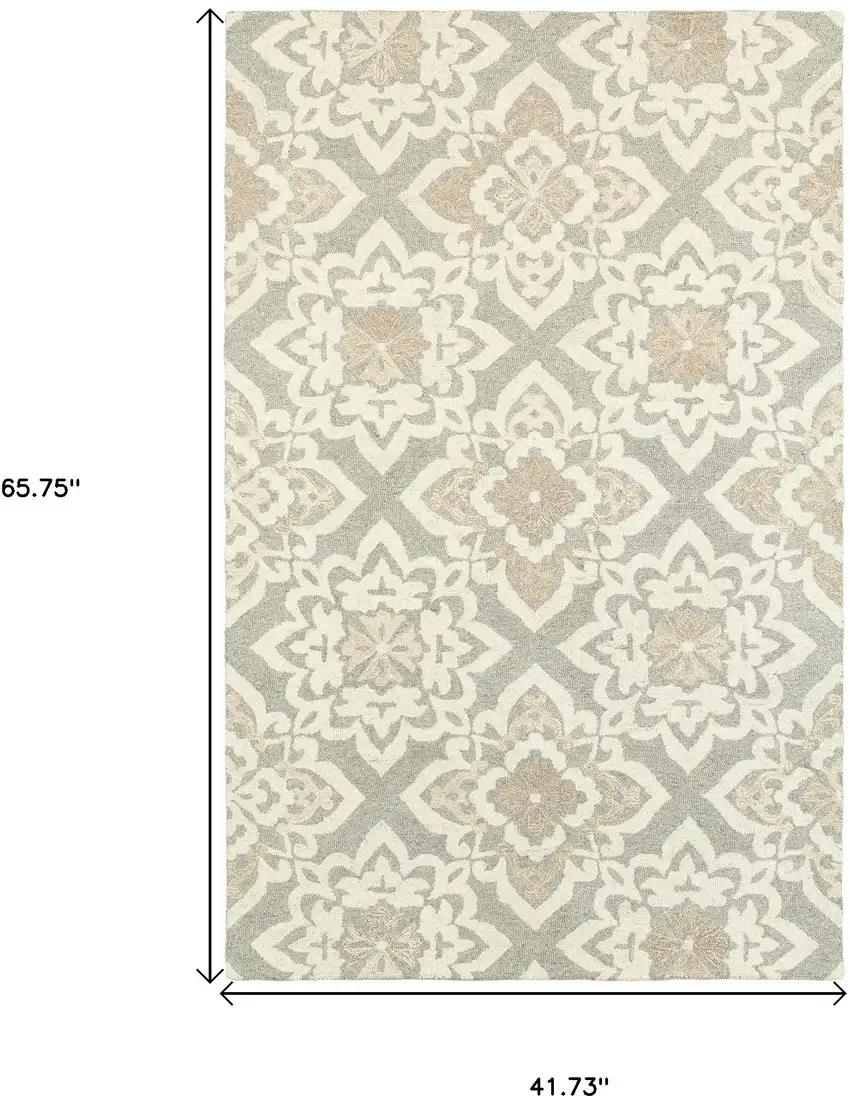 Gray And Sand Wool Geometric Hand Tufted Area Rug Photo 3