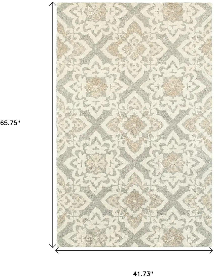 Gray And Sand Wool Geometric Hand Tufted Area Rug Photo 3