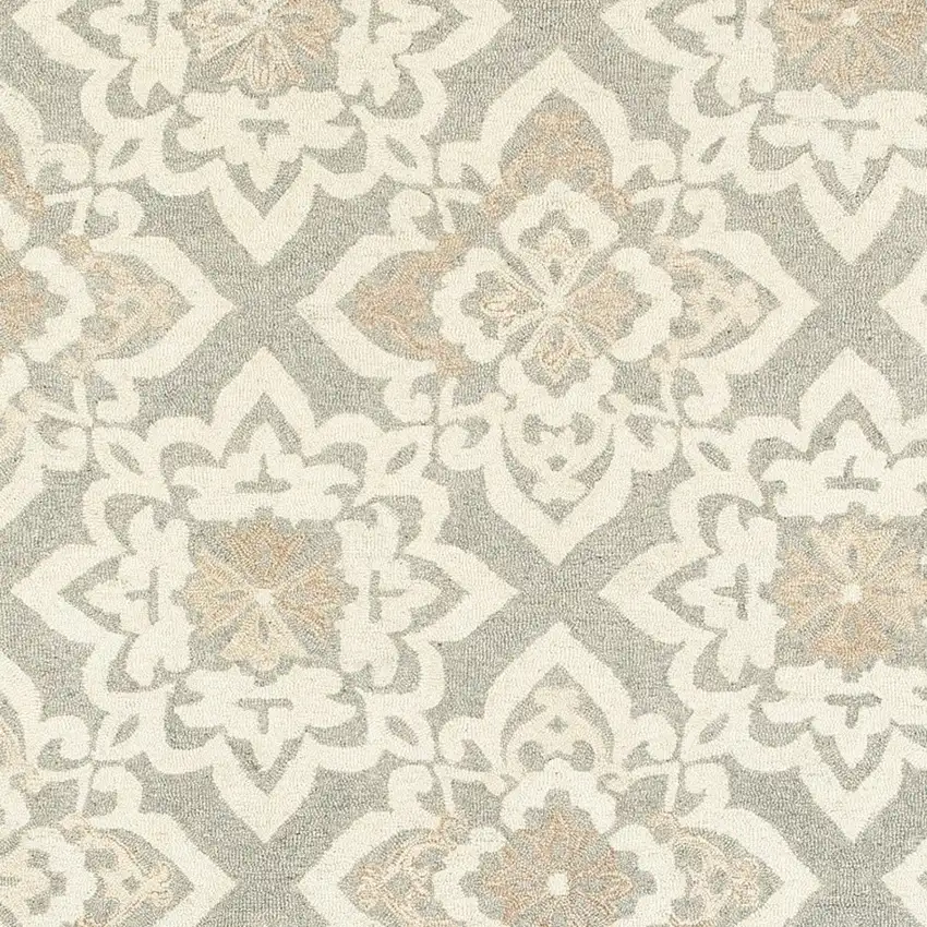 Gray And Sand Wool Geometric Hand Tufted Area Rug Photo 8
