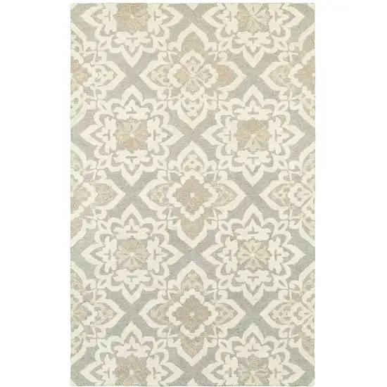 Gray And Sand Wool Geometric Hand Tufted Area Rug Photo 5