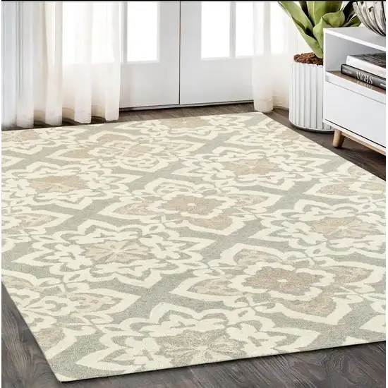 Gray And Sand Wool Geometric Hand Tufted Area Rug Photo 1