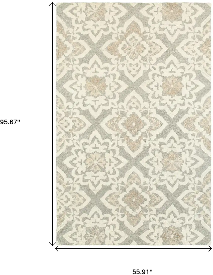 Gray And Sand Wool Geometric Hand Tufted Area Rug Photo 3