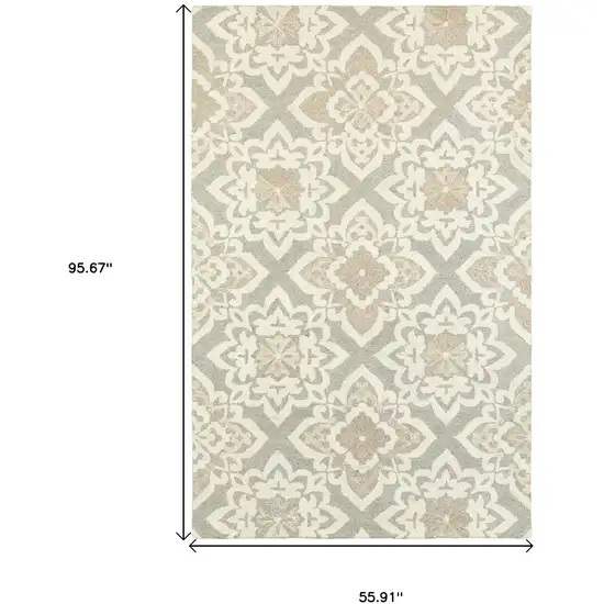 Gray And Sand Wool Geometric Hand Tufted Area Rug Photo 3