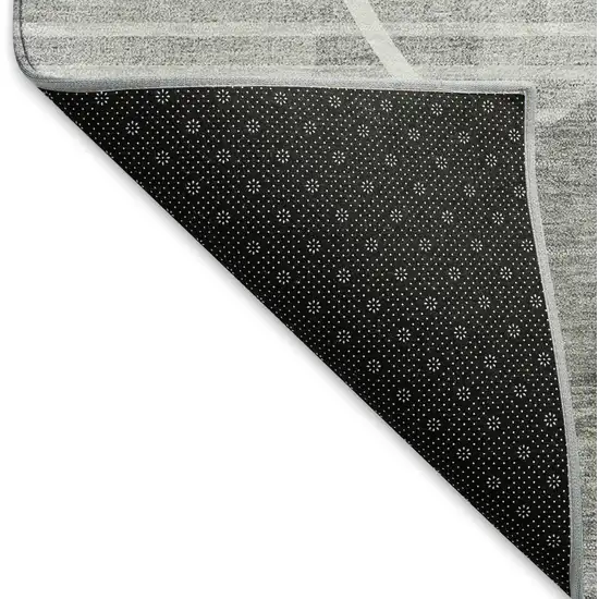 Gray And Silver Abstract Geometric Washable Area Rug With UV Protection Photo 7