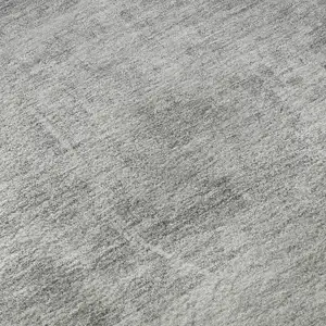 Photo of Gray And Silver Abstract Geometric Washable Area Rug With UV Protection