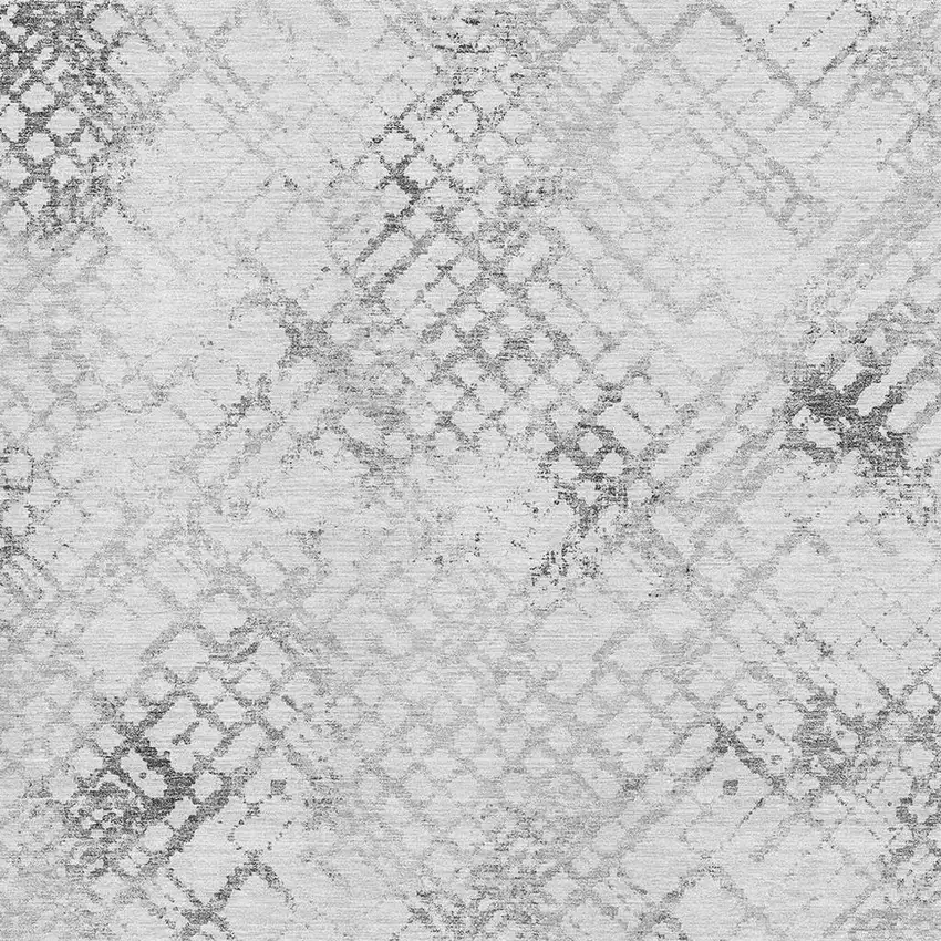 Gray And Silver Abstract Geometric Washable Area Rug With UV Protection Photo 4