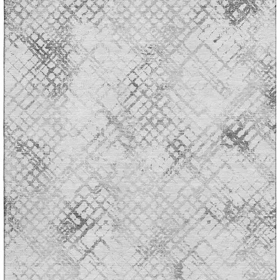 Gray And Silver Abstract Geometric Washable Area Rug With UV Protection Photo 4