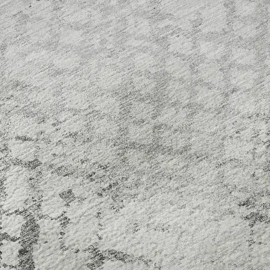 Gray And Silver Abstract Geometric Washable Area Rug With UV Protection Photo 7