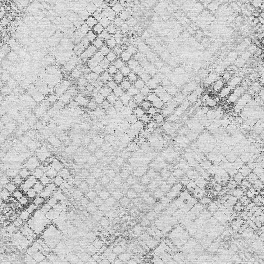 Gray And Silver Abstract Geometric Washable Area Rug With UV Protection Photo 3