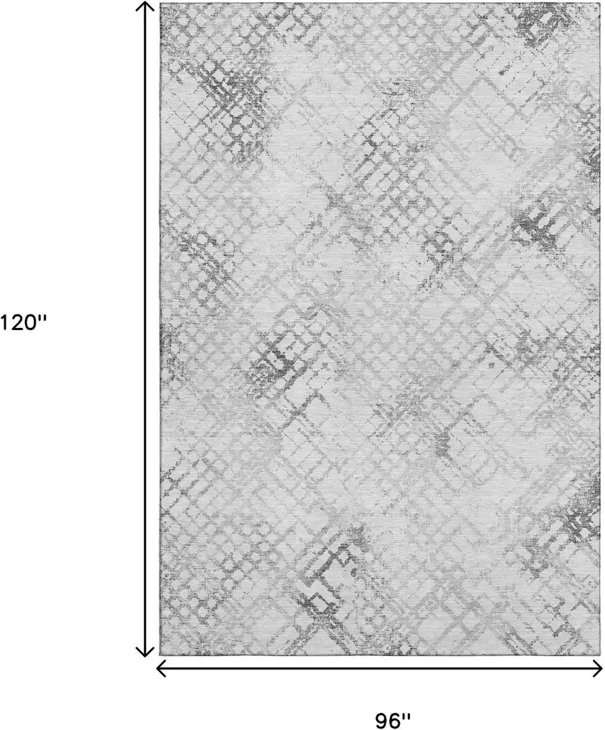 Gray And Silver Abstract Geometric Washable Area Rug With UV Protection Photo 3