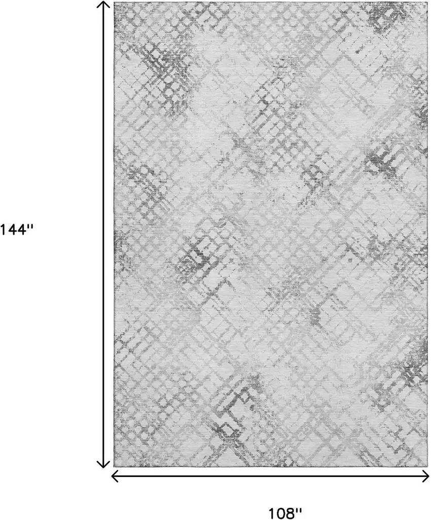 Gray And Silver Abstract Geometric Washable Area Rug With UV Protection Photo 3