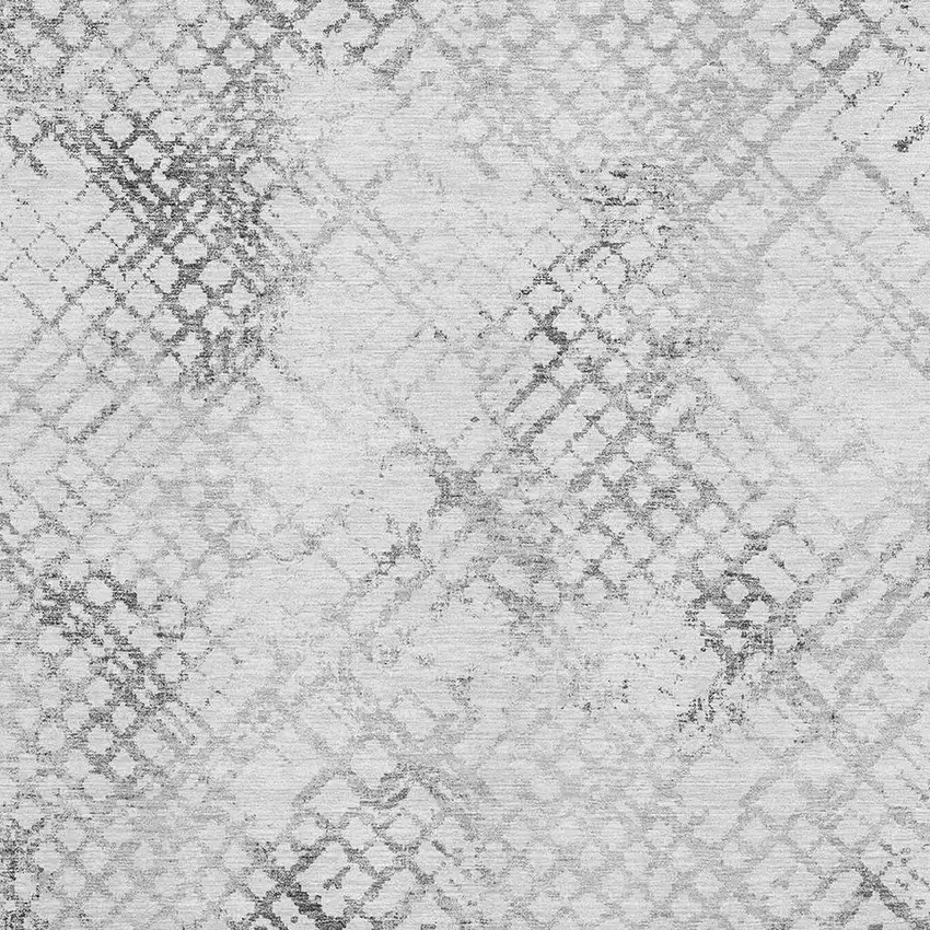 Gray And Silver Abstract Geometric Washable Area Rug With UV Protection Photo 3
