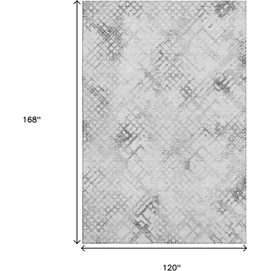 Gray And Silver Abstract Geometric Washable Area Rug With UV Protection Photo 3