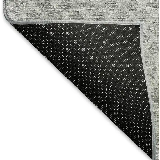 Gray And Silver Abstract Geometric Washable Area Rug With UV Protection Photo 7
