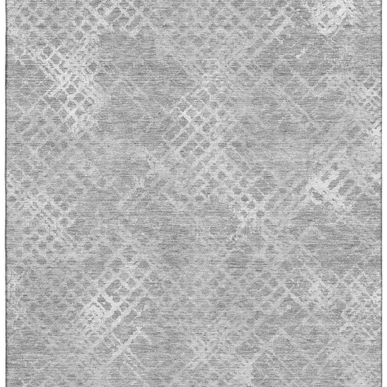 Gray And Silver Abstract Geometric Washable Area Rug With UV Protection Photo 4